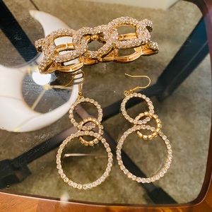 Beautiful Rhinestone Earring and Bracelet Set